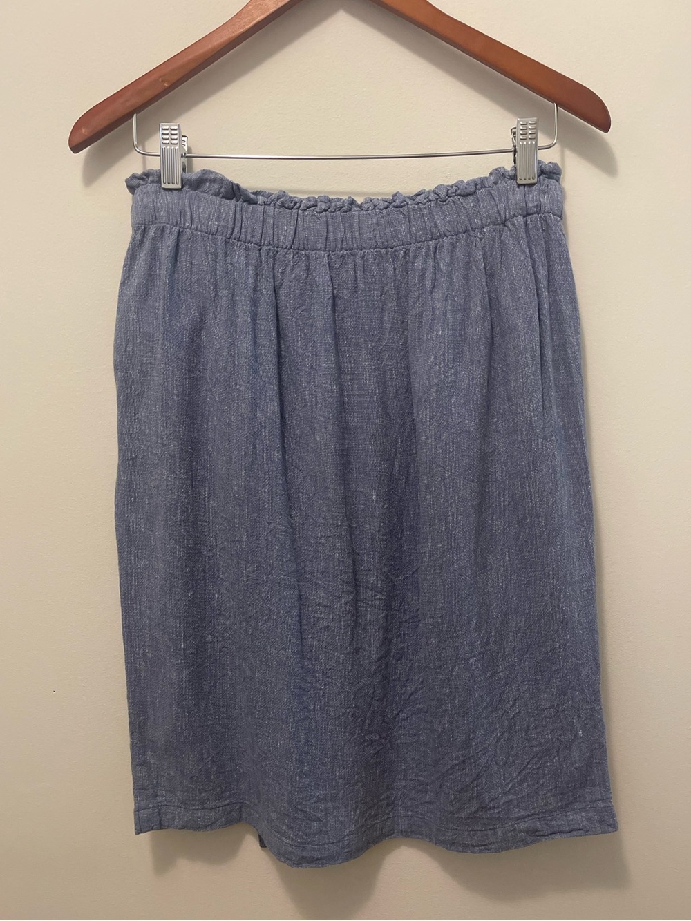 Ellen Tracy Linen Blend Midi Skirt with Tie Belt - Light Blue - Picture 5 of 9